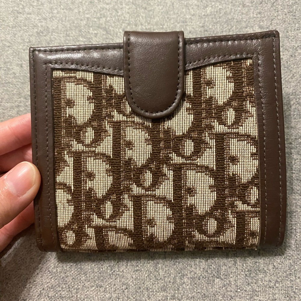 Christian Dior Trotter Pattern Bifold Wallet Coin Purse Brown Vintage-Preloved